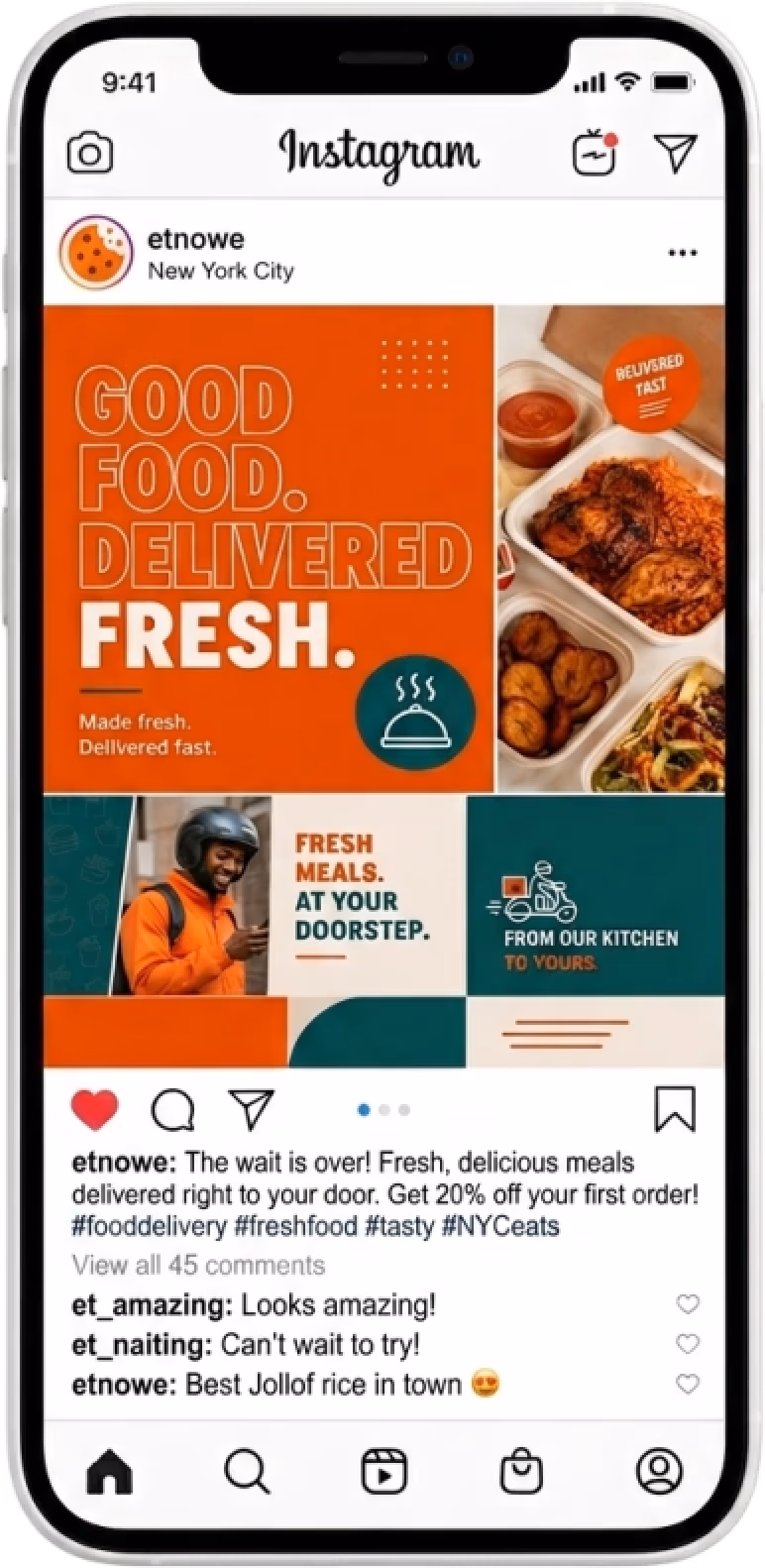 ETNOWE Instagram feed shown on a phone