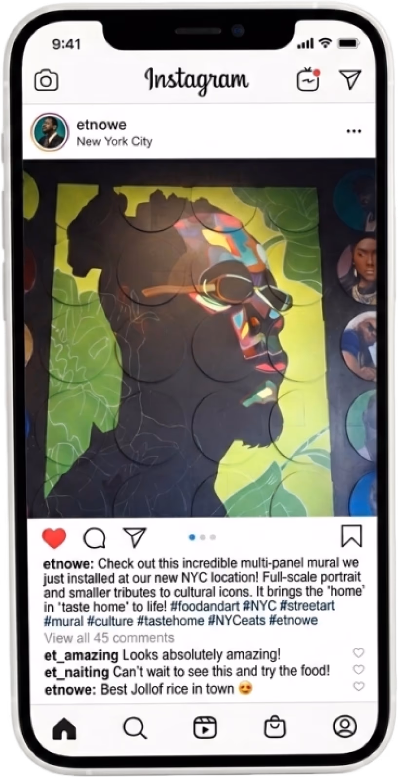 ETNOWE social media post shown on a phone